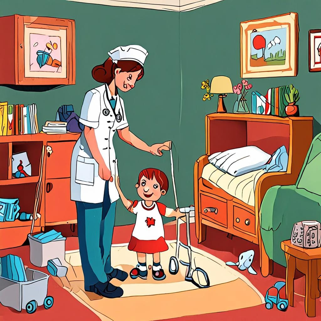 nurse home care children picture book cover soft illustration