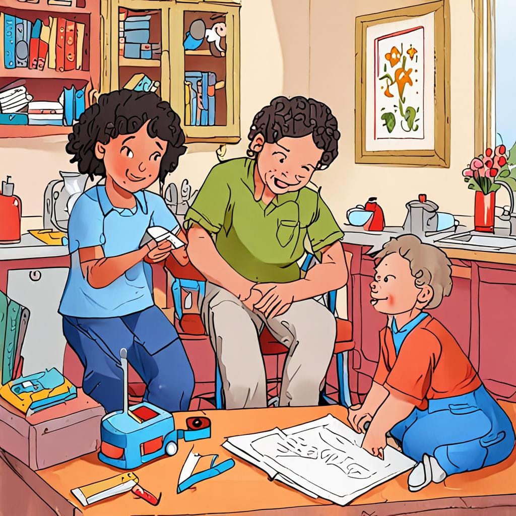 home care helper children picture book cover soft illustration