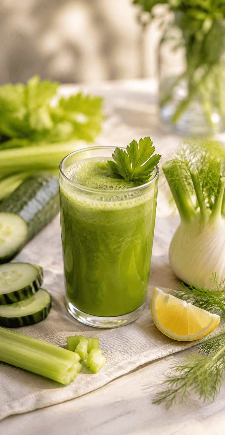 Jus frais de légumes bio servi pendant la retraite jeûne
