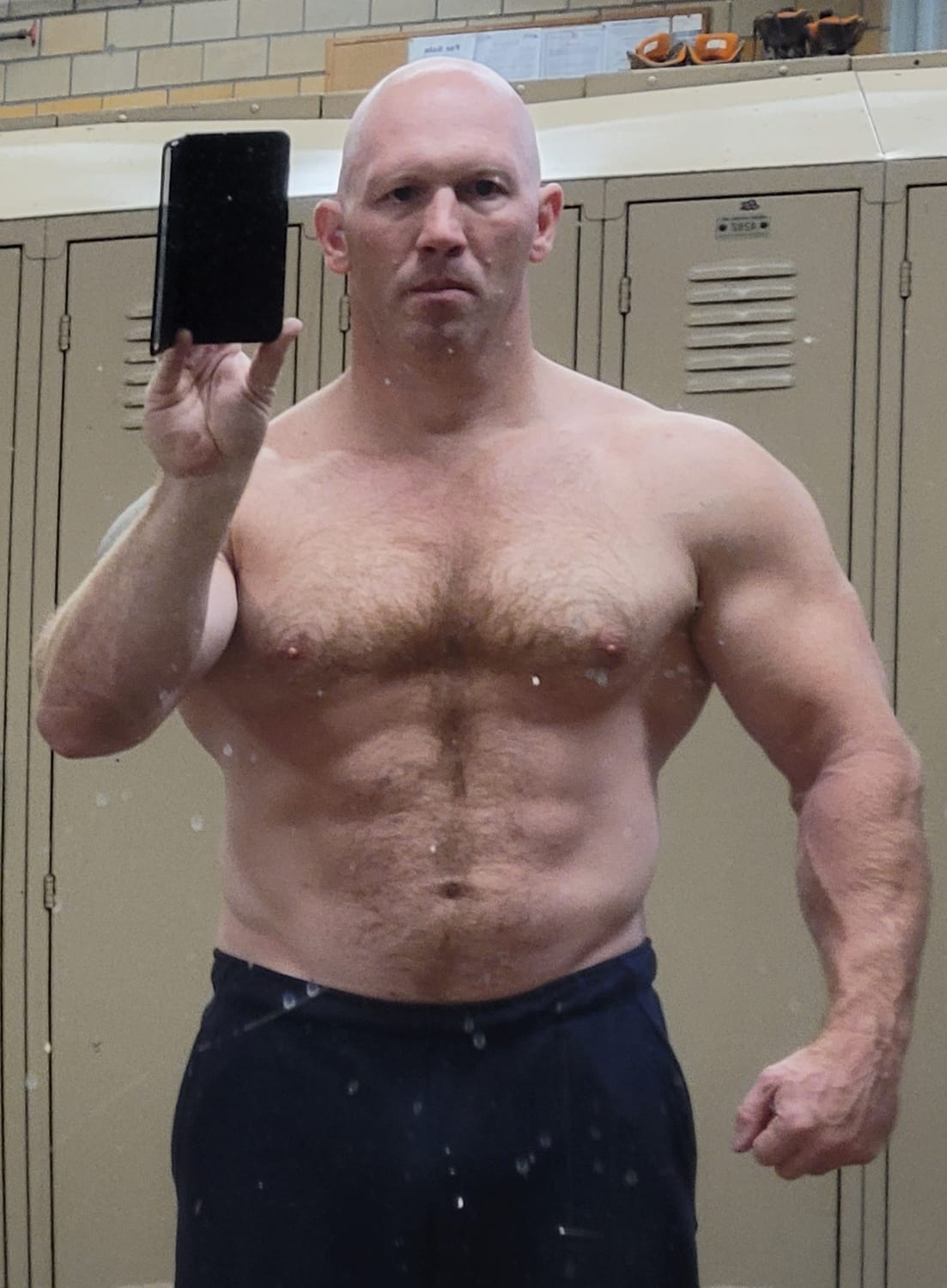 Josh at age 45, in the locker room