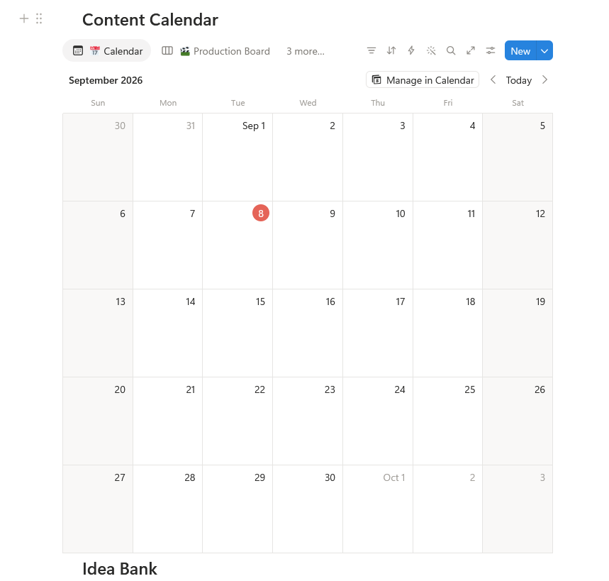 Social IAP Notion Creator OS Content Calendar Template