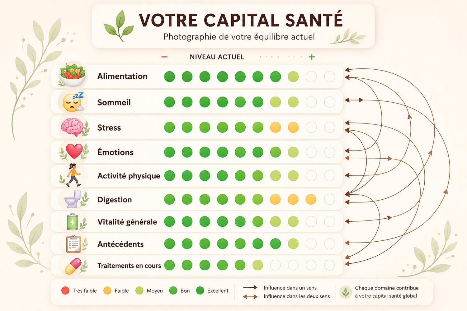 Tableau de bord du capital santé profil élevé