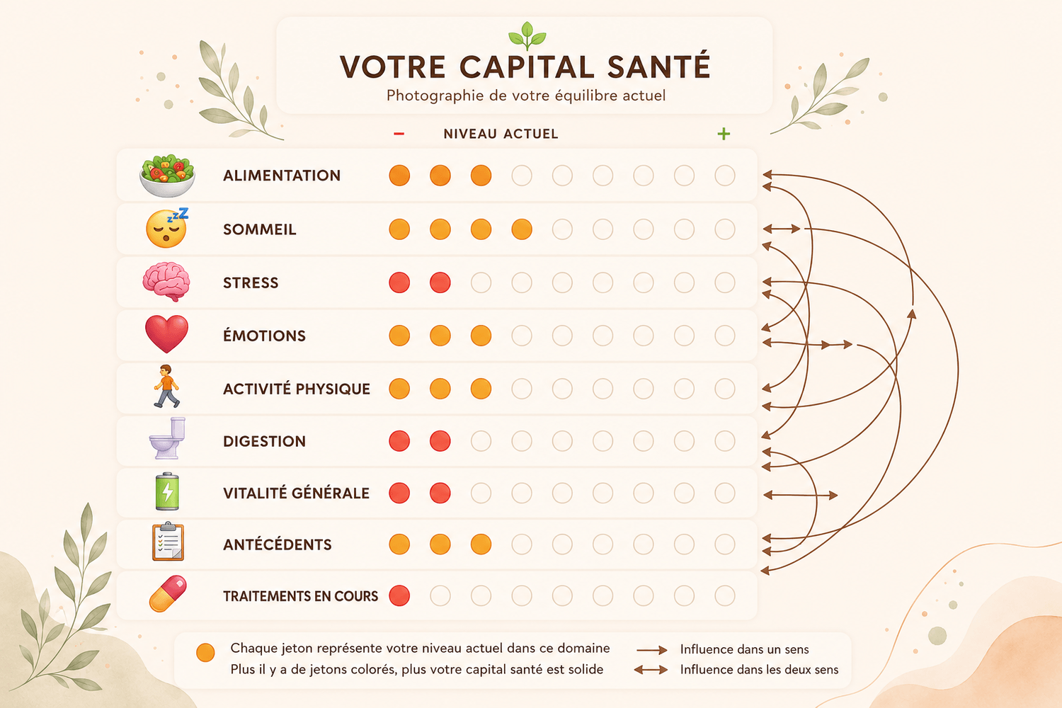 Tableau de bord du capital santé profil élevé