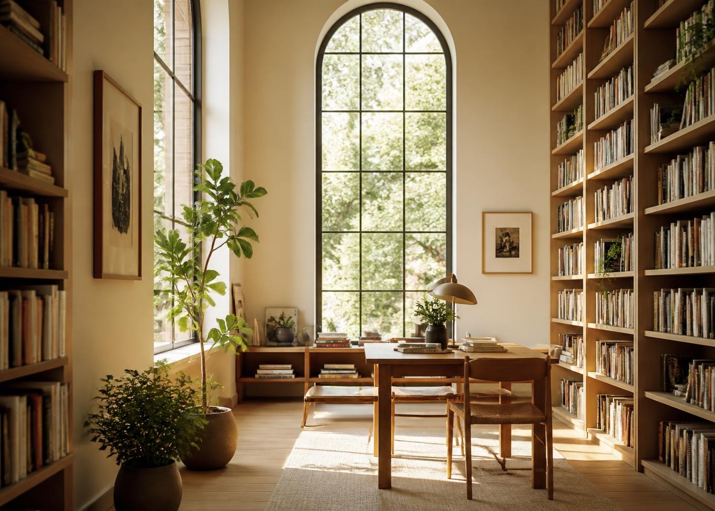 Bibliothèque lumineuse et apaisante