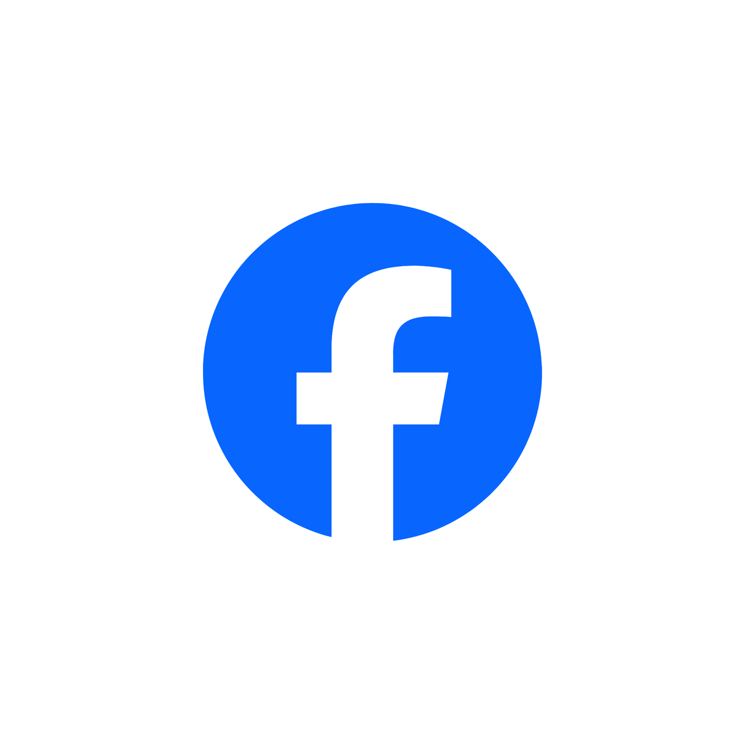 Blue Facebook logo with white background.