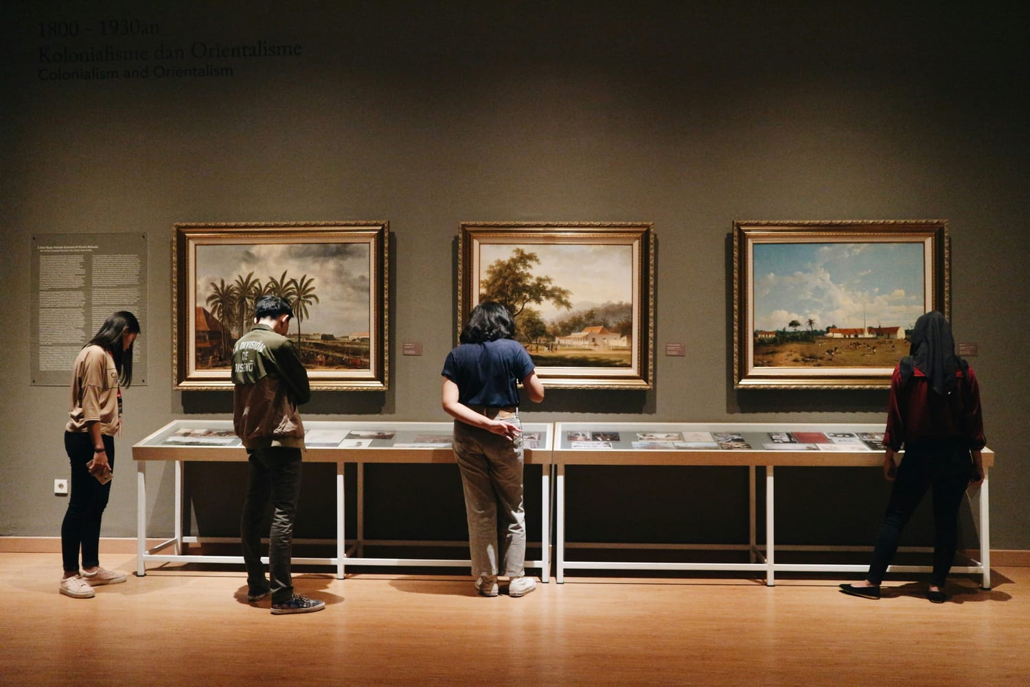 three frames of older art galleries and colonial and Geo