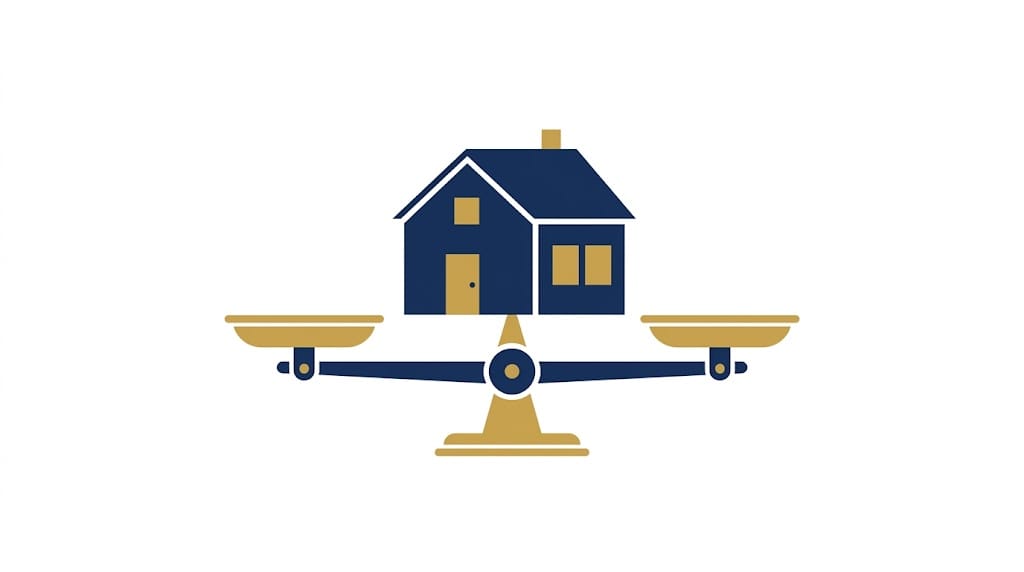 Illustration of a house balanced on a scale