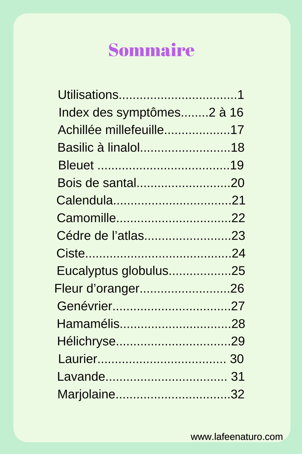 sommaire hydrolats