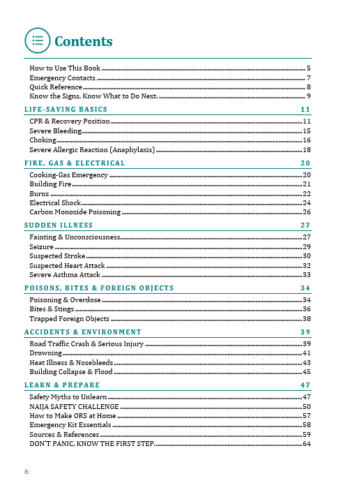 Interior page: table of contents