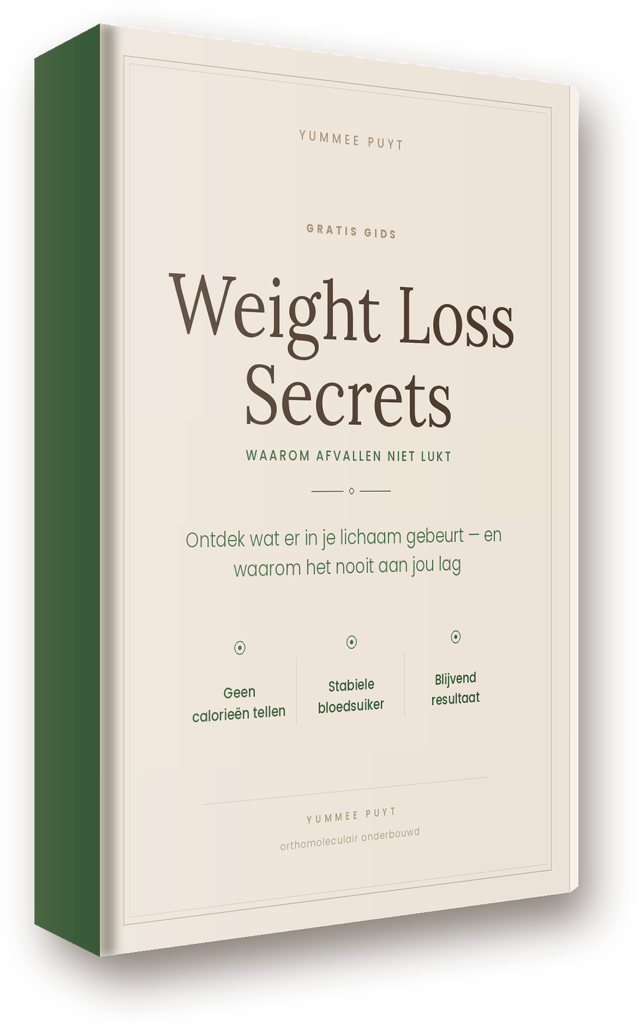 Cover van de gratis gids Weight Loss Secrets van Yummee Puyt