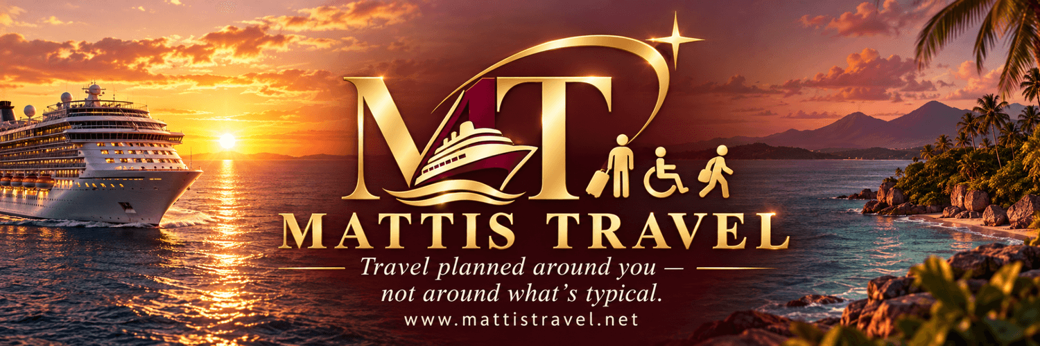 Mattis Travel — sunset cruise and tropical island banner