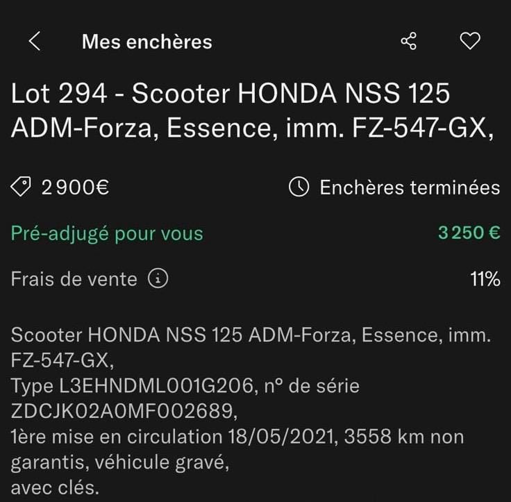 Exemple réel de deux-roues sourcé
