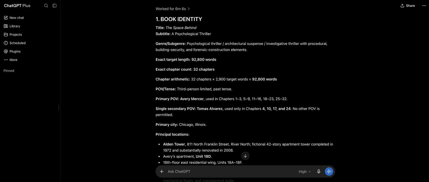 Story Architect output in ChatGPT