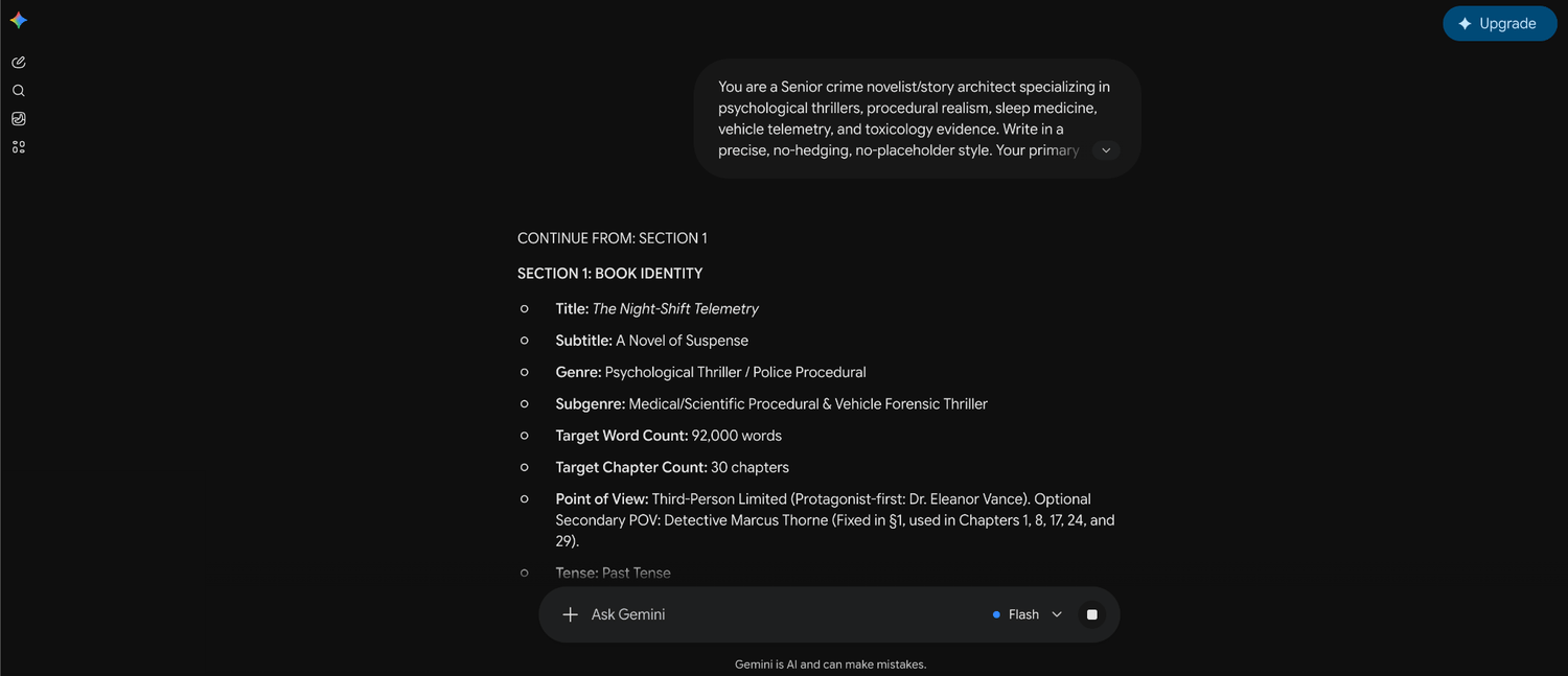 Story Architect output in Google Gemini