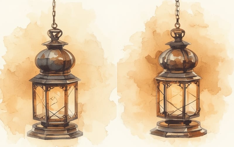 watercolor lantern nostalgic warm illustration