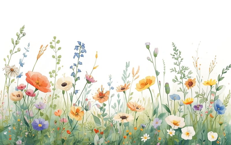 watercolor wildflowers meadow soft