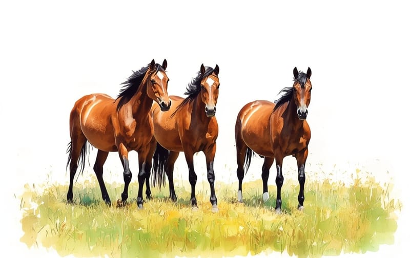 watercolor florida pasture horses