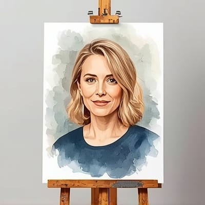 original watercolor painting on easel