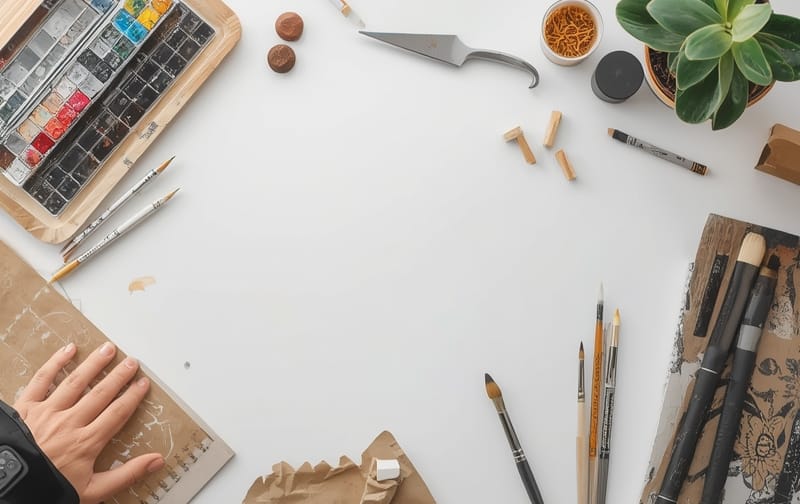 artist studio desk supplies