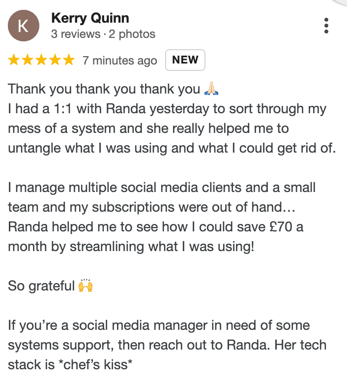Client message from Kerry Quinn