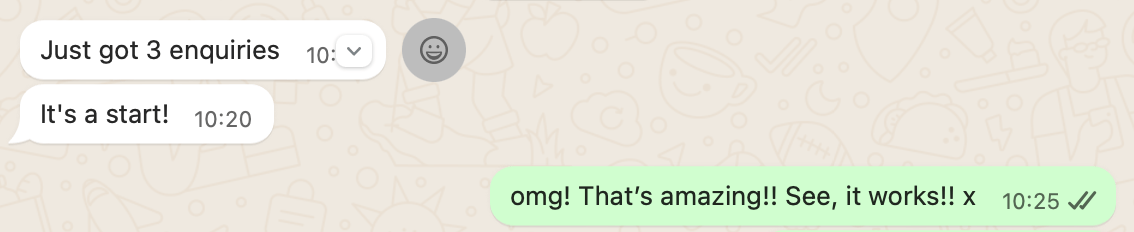 Client message about three new enquiries