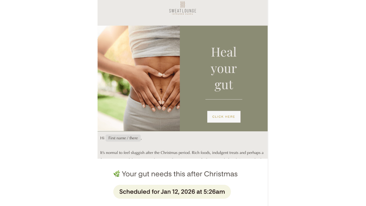 Spa landing page with a treatment photograph and booking button