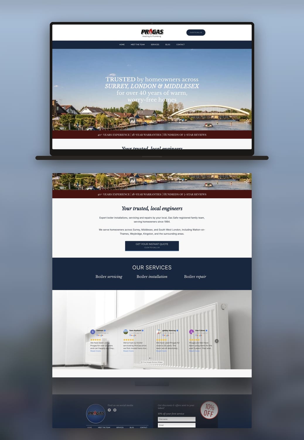 Book shop homepage design shown full width