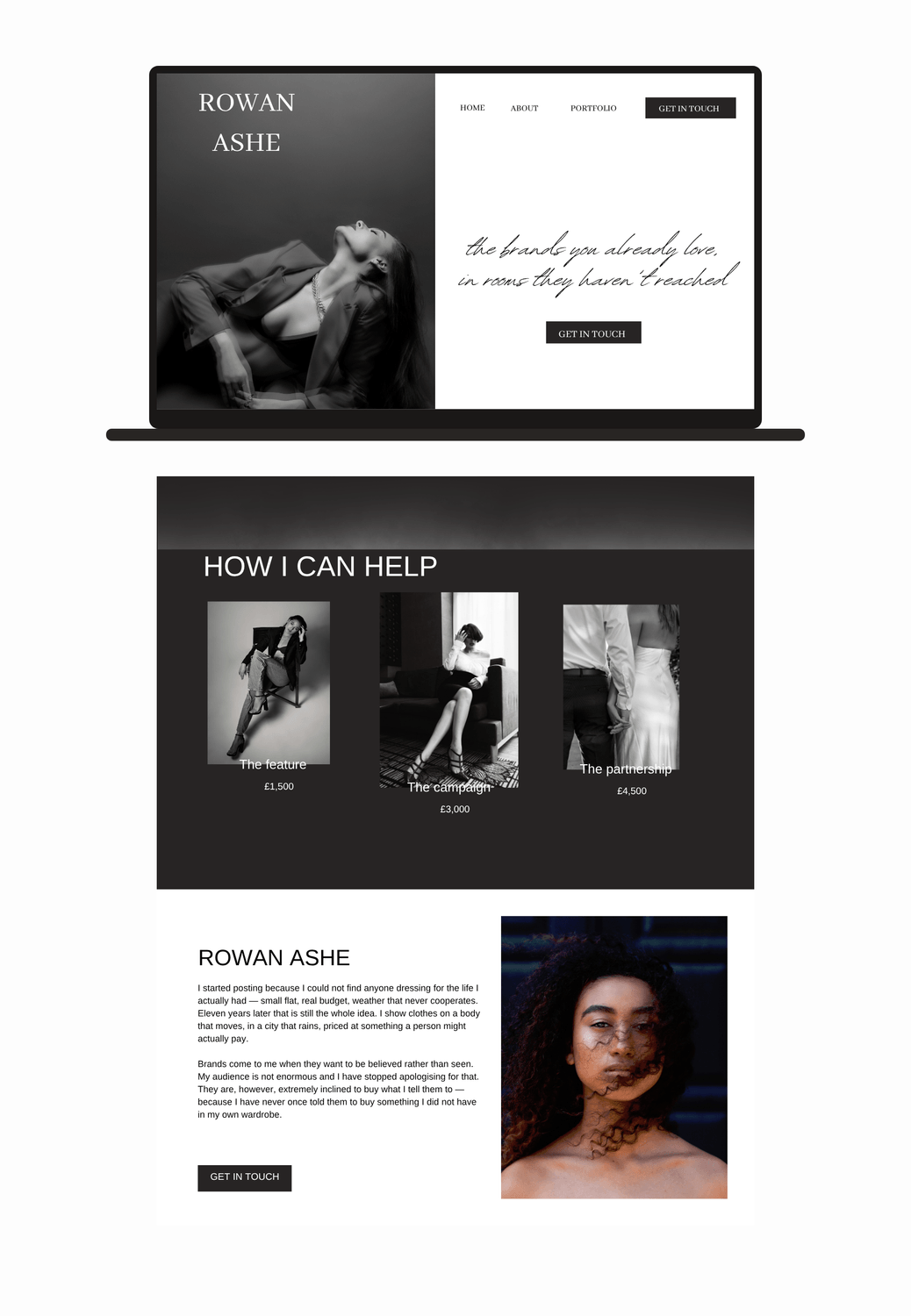 Dark How I can help section with three portrait cards