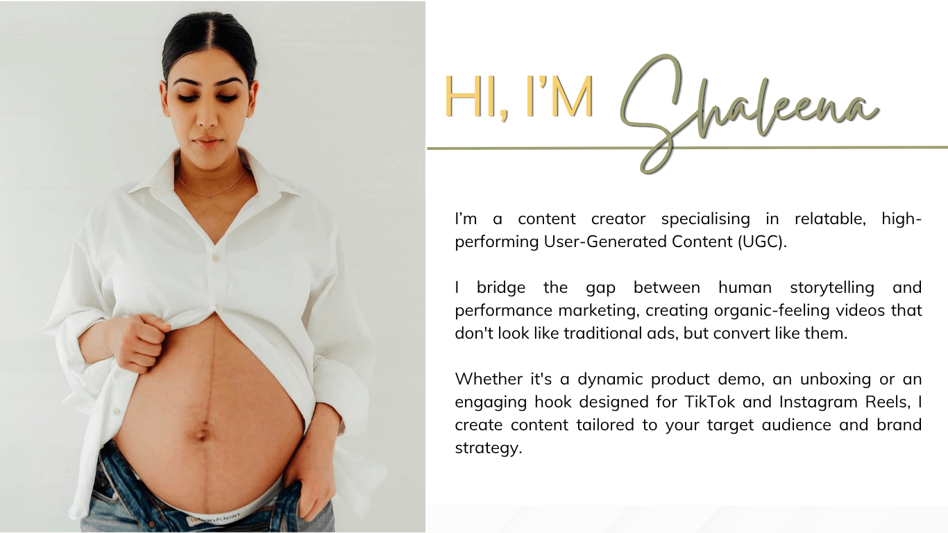 Shakeena welcome page with a portrait and gold script heading
