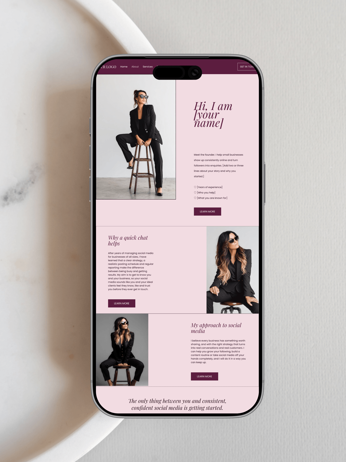 Tutor website template mock-up
