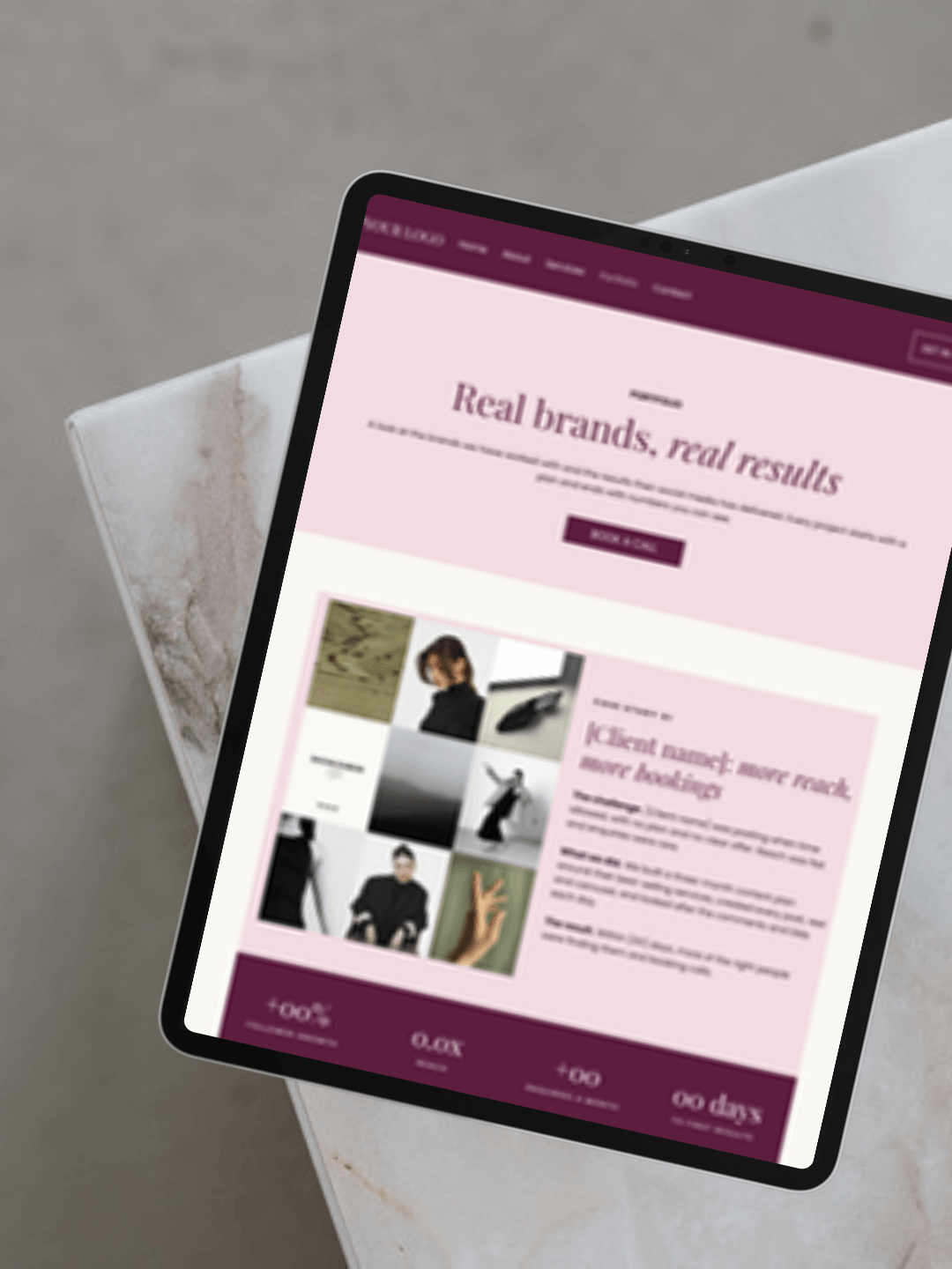 Portfolio page of the social media managers website