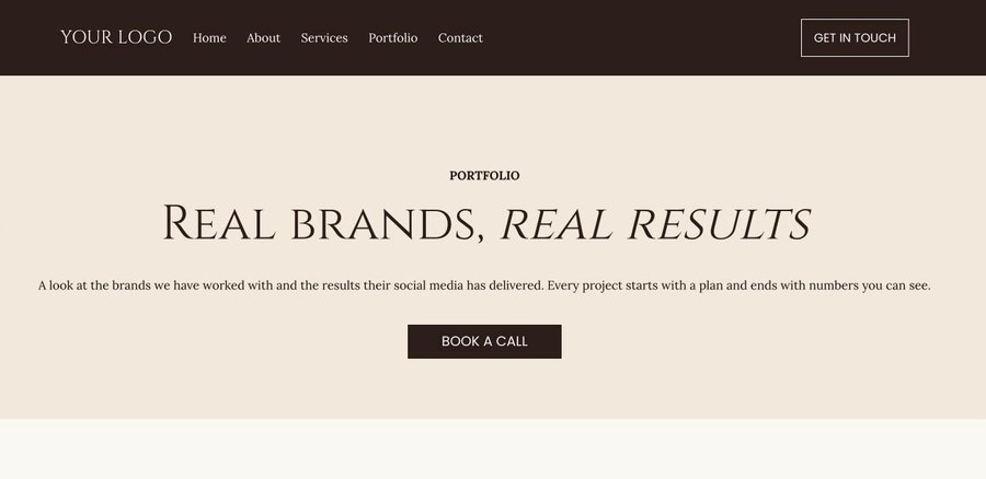 Portfolio page of the Americana social media managers website