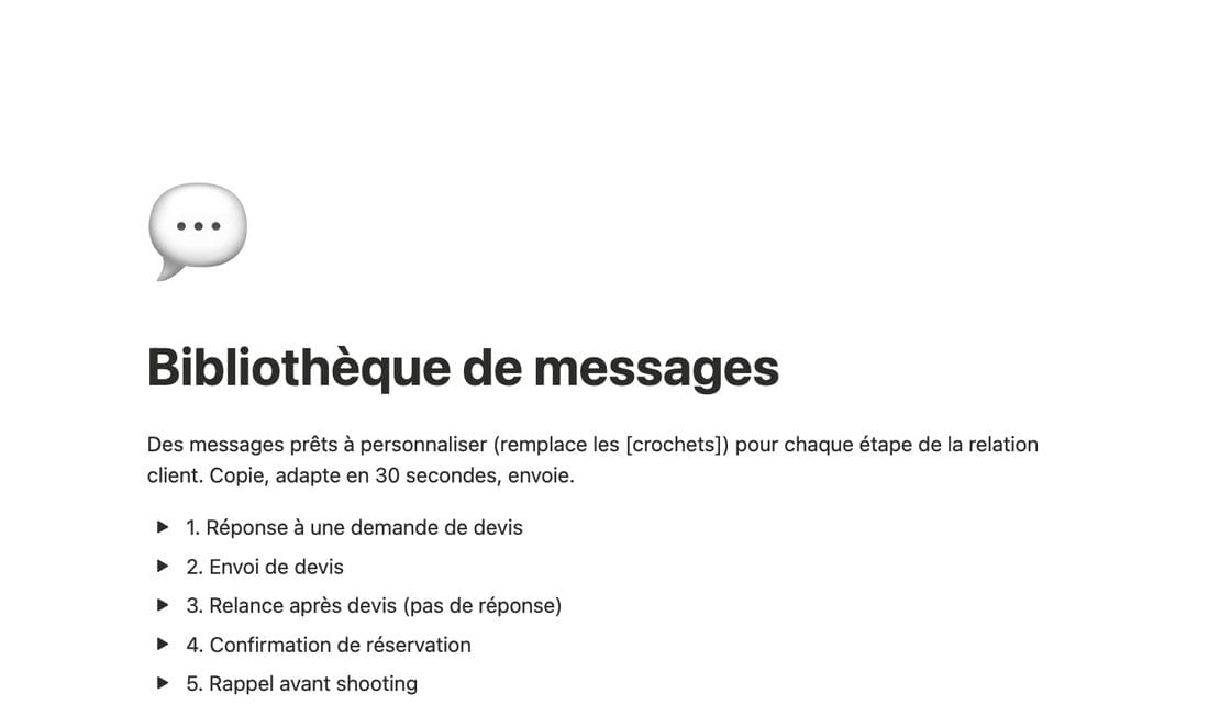 Bibliothèque de messages