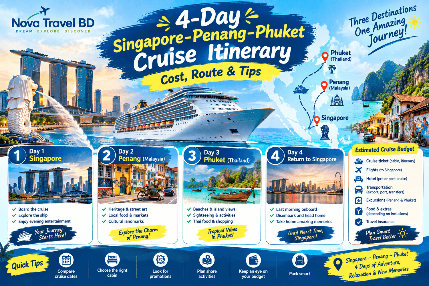 4-day Singapore Penang Phuket cruise itinerary