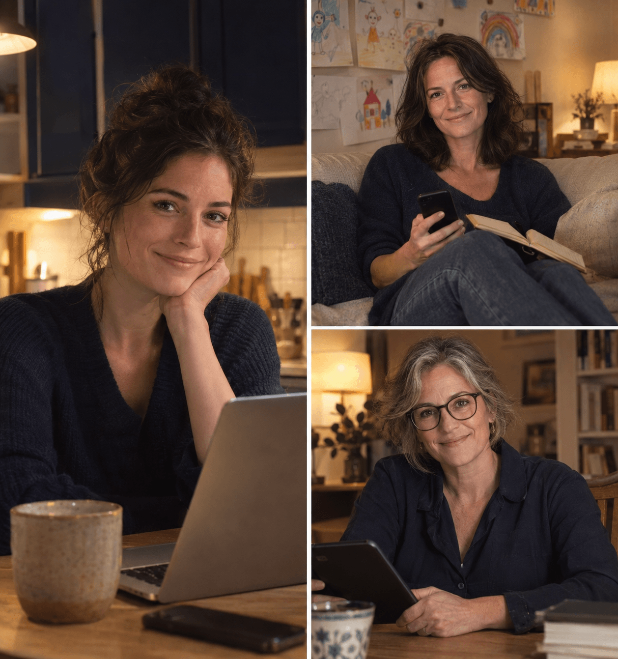 Trois lectrices de Ma révolution IA, chez elles, le soir