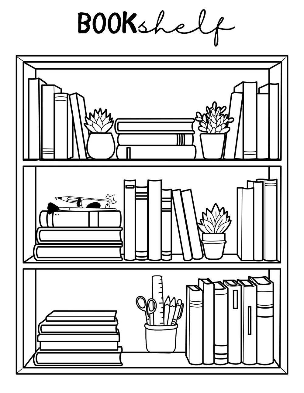 Bookshelf — original blank planner page