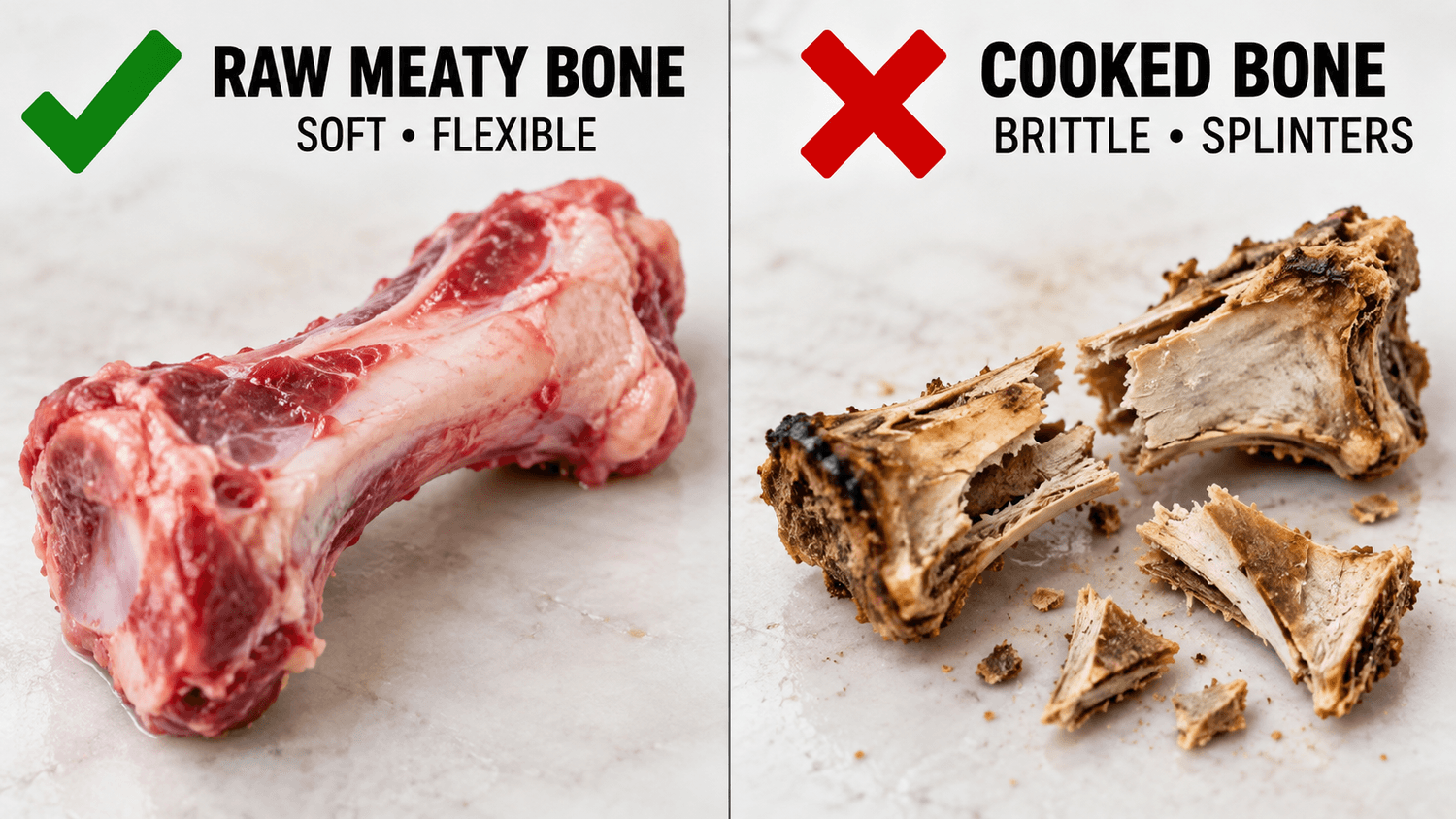 Raw bone versus cooked bone