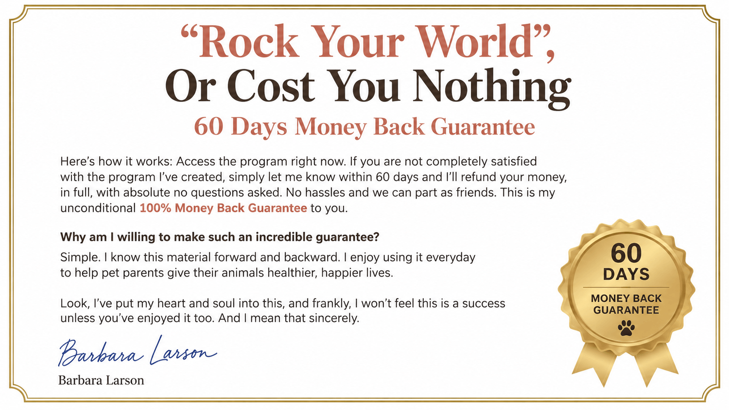 60-day money back guarantee certificate