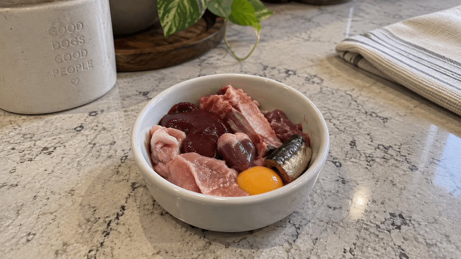 A balanced raw bowl for a ferret
