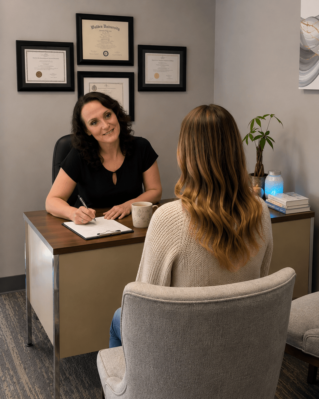 Cindy Fink, NP consulting with a patient at Fink's Functional Medicine