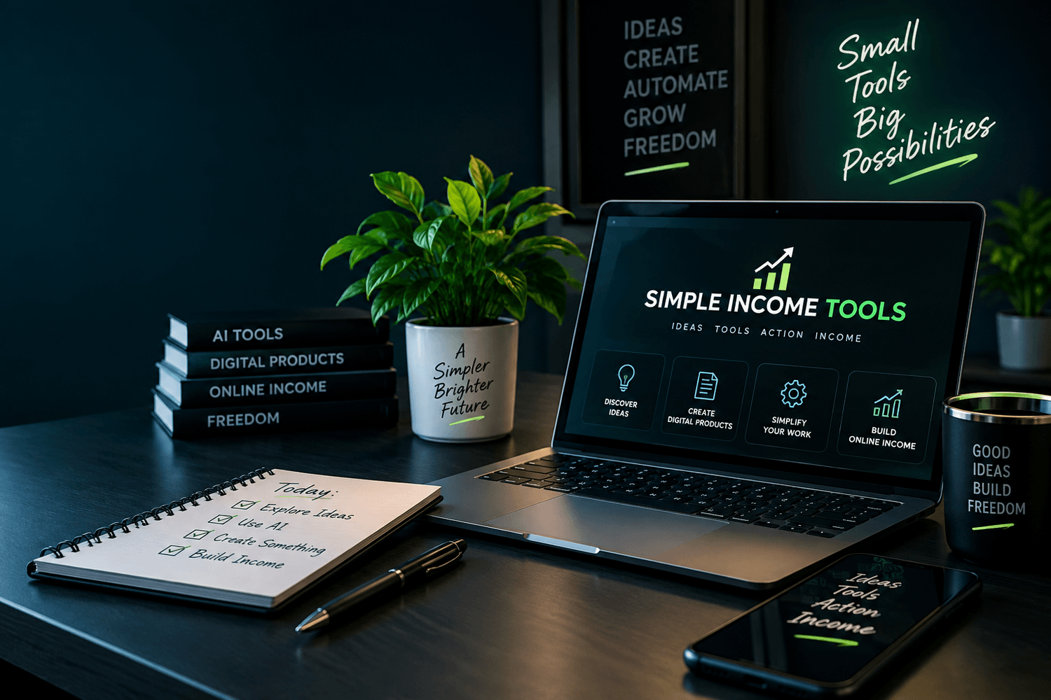 Simple Income Tools AI digital product workspace