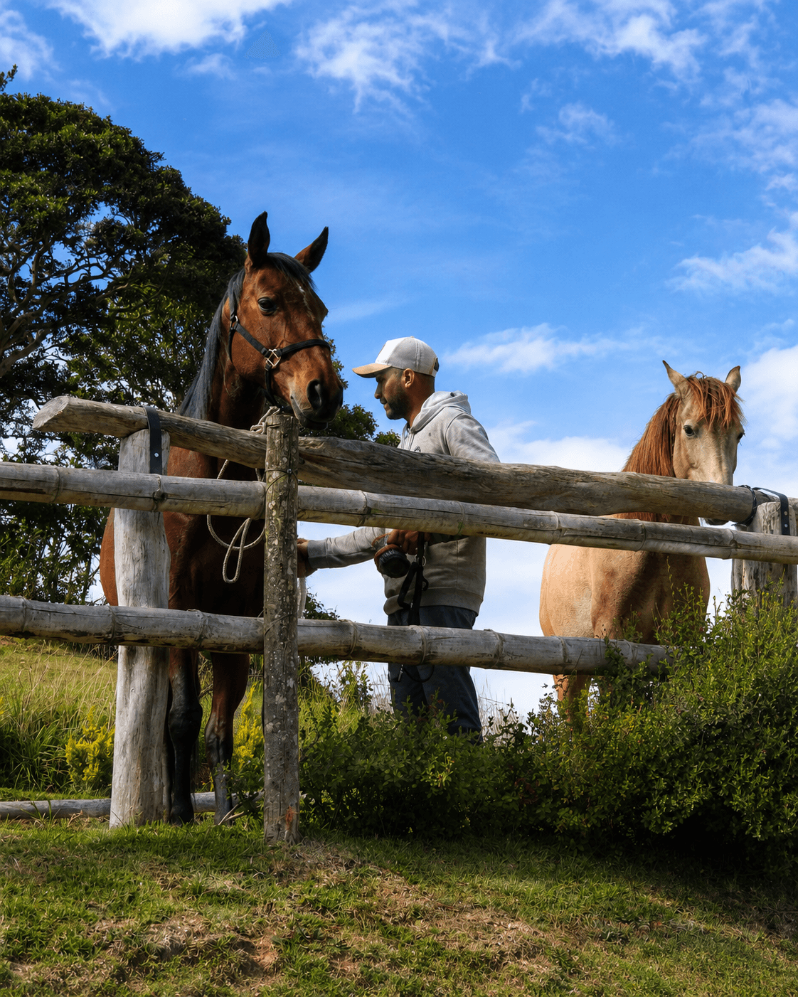 Preparación de un jinete antes de una cabalgata