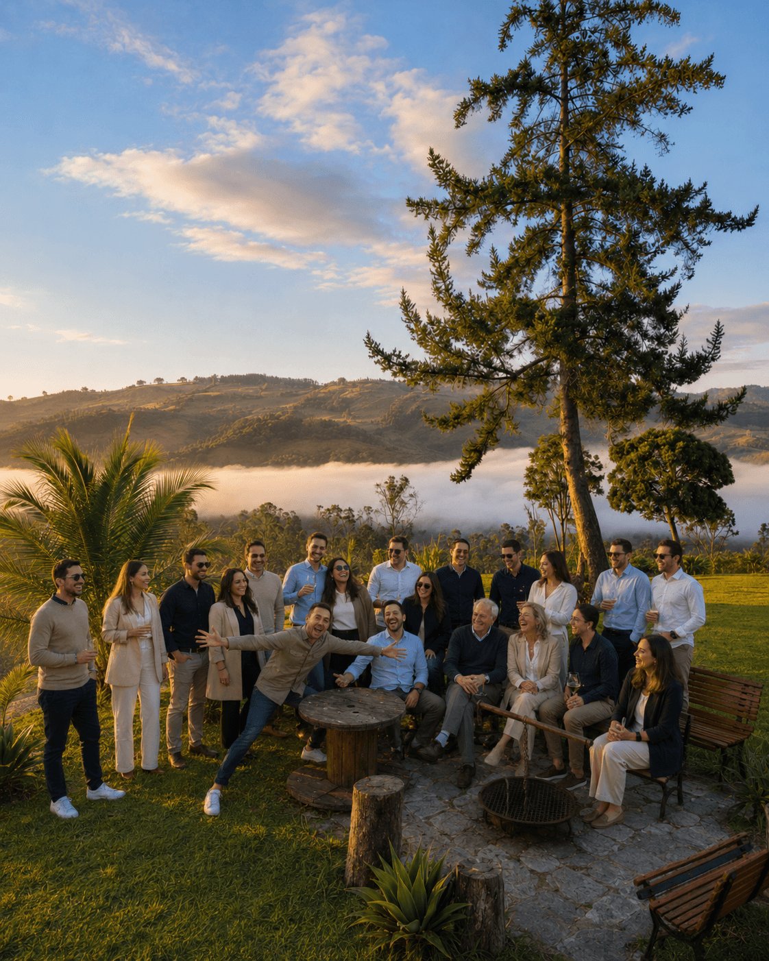 Foto grupal al finalizar un evento corporativo