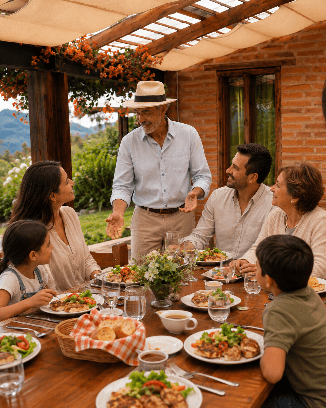 Comida hecha en casa servida durante un evento en Yumba Urqu