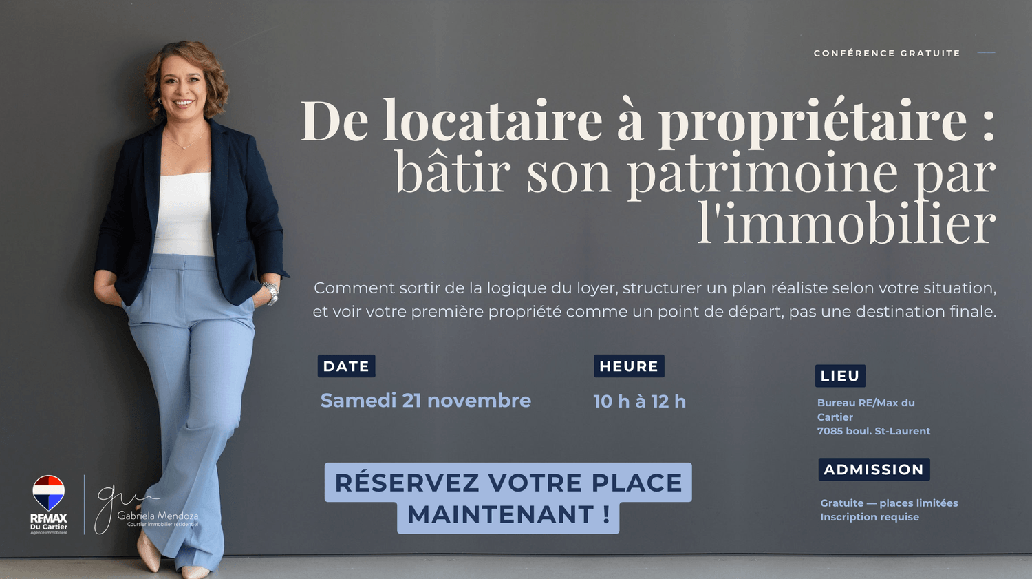 Conférence gratuite sur le patrimoine immobilier avec Gabriela Mendoza