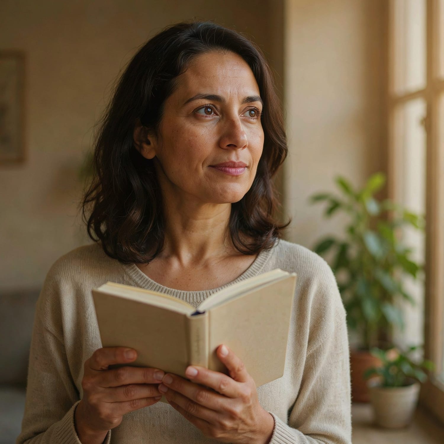 Woman reading a book, rediscovering herself beyond the caregiver role
