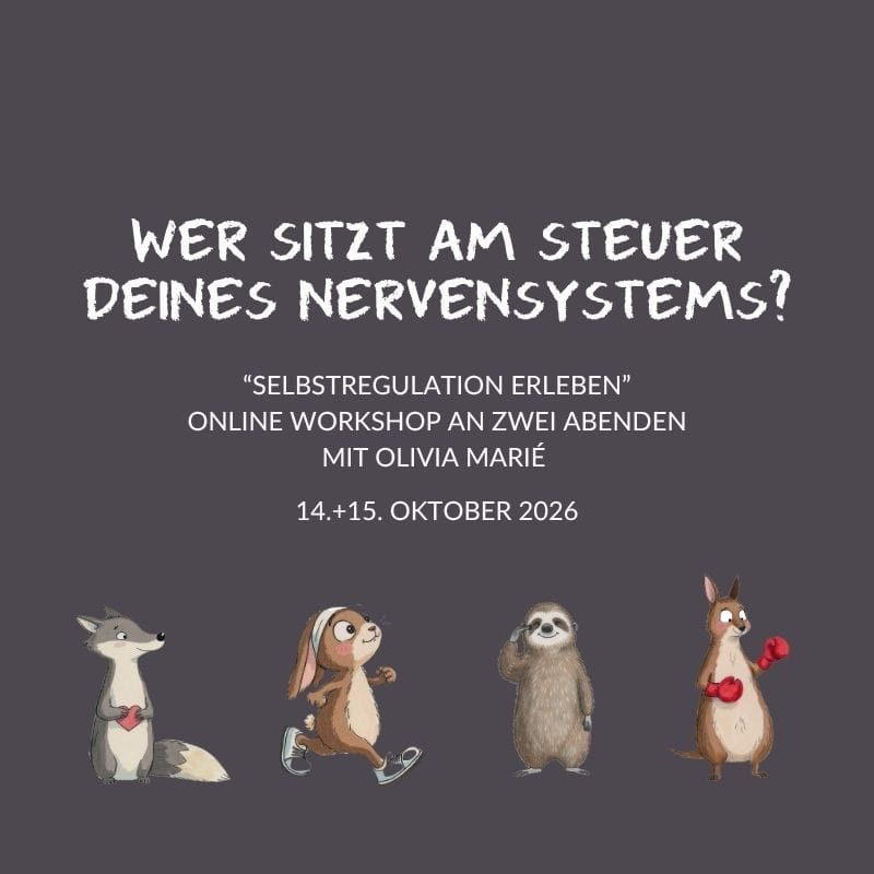 Wer sitzt am Steuer deines Nervensystems – Illustration mit Fuchs, Hase, Faultier und Känguru