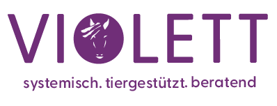 Logo von vision VIOLETT mit Pferdekopf im O von VIOLETT