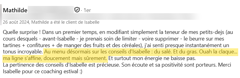 Recommandation LinkedIn de Mathilde : du salé et du gras au petit-déjeuner, la ligne qui s'affine et l'énergie qui tient