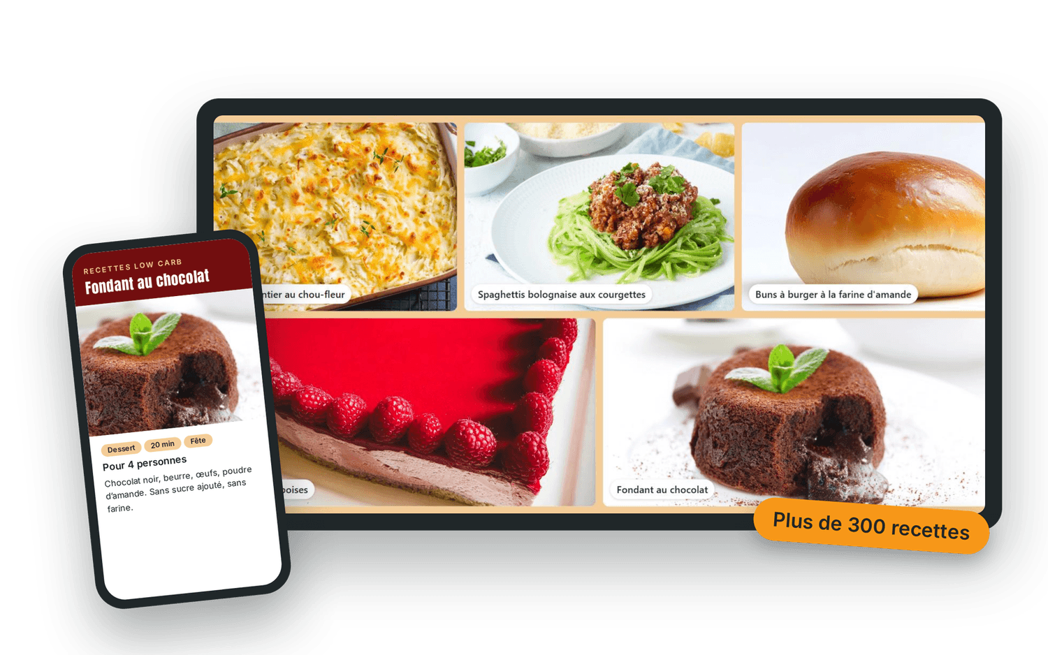 La base Recettes Low Carb sur tablette et sur téléphone